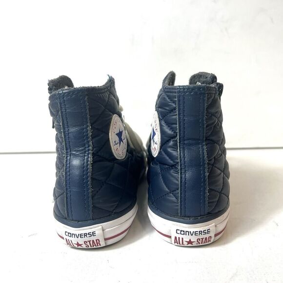 Converse All Star Big Kids Junior Sz 4 Blue Quilted High Top Zip/Lace Up Sneaker - Picture 9 of 11
